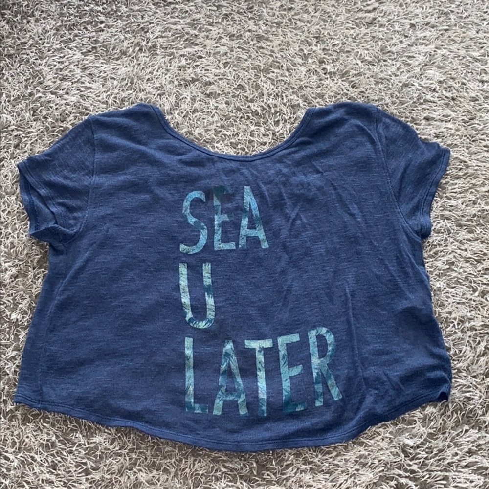 Hollister Sea you Later Blue Fly open Back Crop top